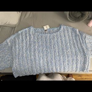 Free People Blue and white cropped sweater